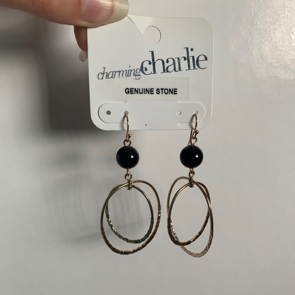 Charming Charlie | Earrings | Black & Gold |